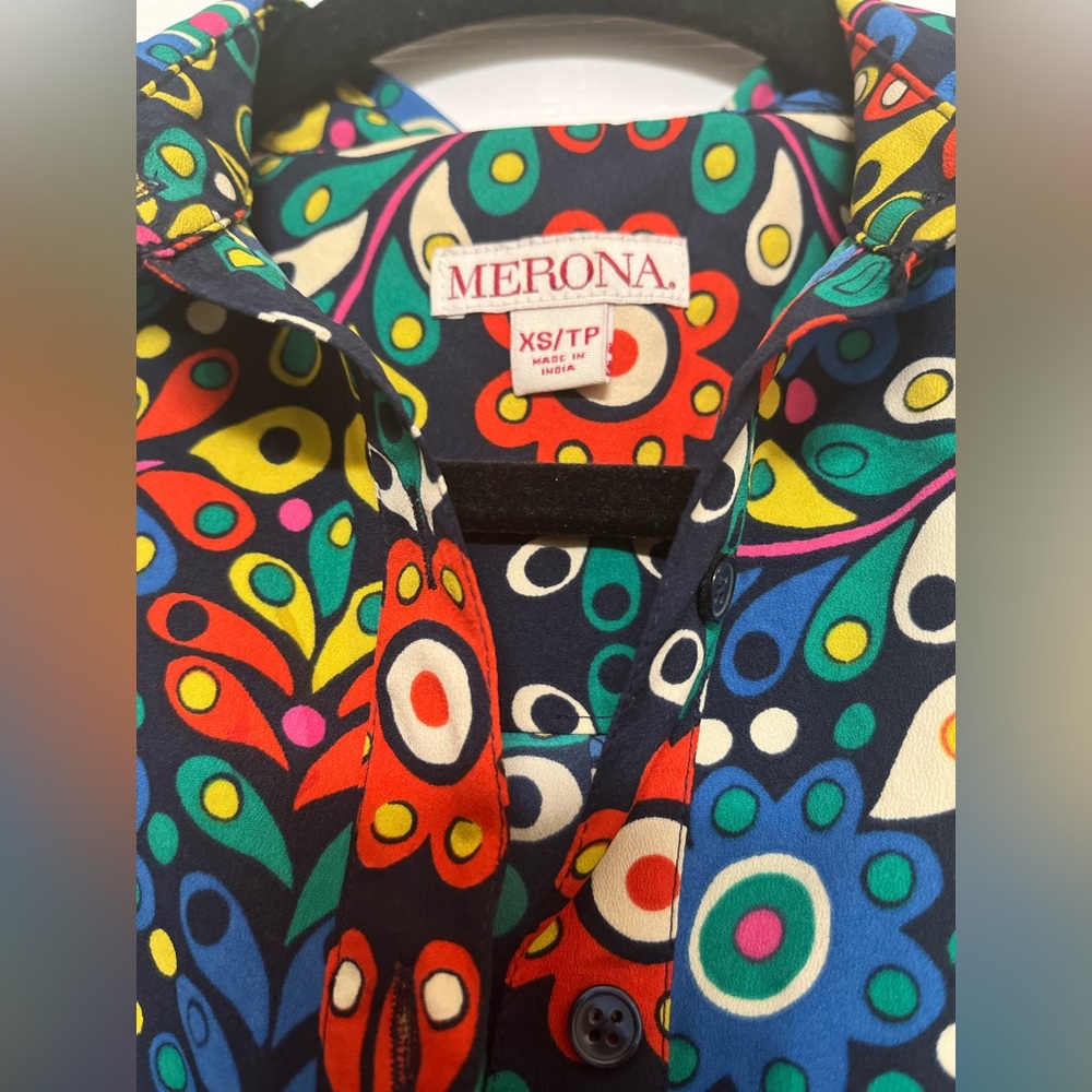 Merona Multicolor Floral Button-Up Blouse - Picture 3 of 4